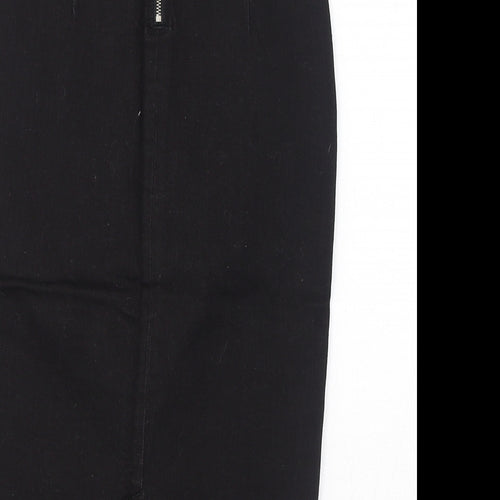 Topshop Womens Black Cotton Straight & Pencil Skirt Size 6 Zip
