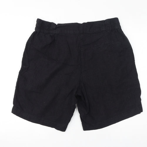 NEXT Womens Black Linen Basic Shorts Size 16 L9 in Regular Zip