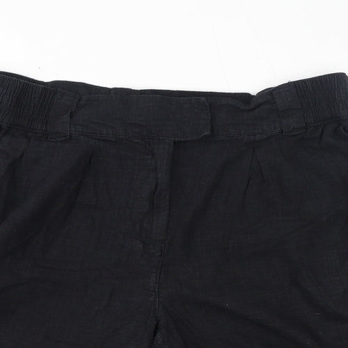 NEXT Womens Black Linen Basic Shorts Size 16 L9 in Regular Zip