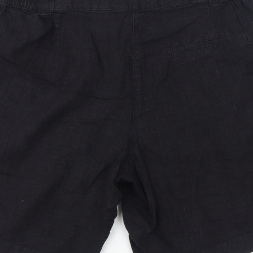 NEXT Womens Black Linen Basic Shorts Size 16 L9 in Regular Zip