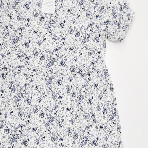 In the Style Womens White Floral Viscose A-Line Size 16 Round Neck Pullover