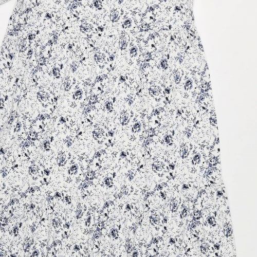 In the Style Womens White Floral Viscose A-Line Size 16 Round Neck Pullover