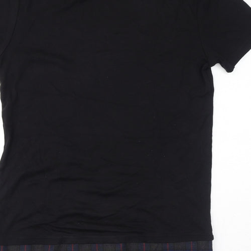 River Island Mens Black Check Cotton T-Shirt Size S Round Neck