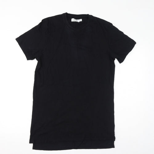 Topman Mens Black Cotton T-Shirt Size S Round Neck