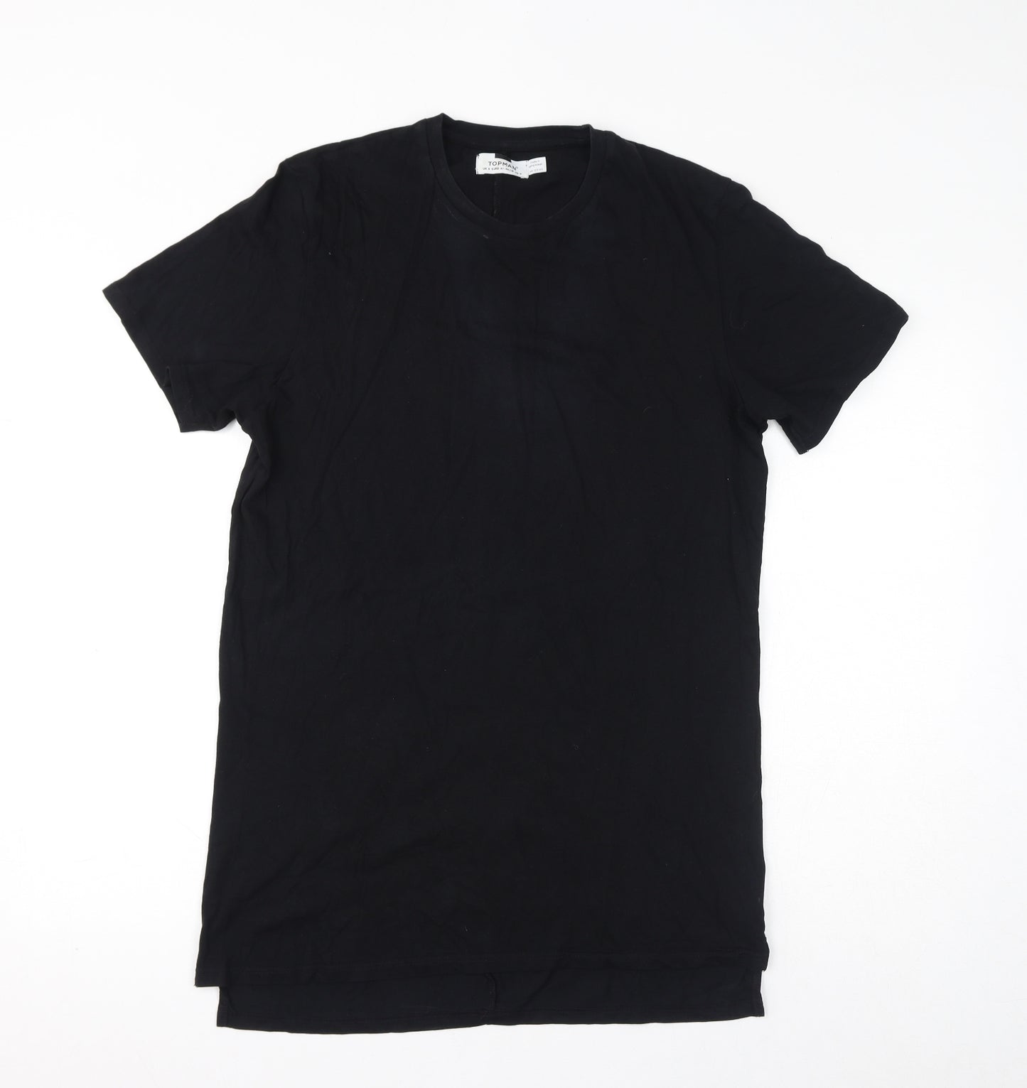 Topman Mens Black Cotton T-Shirt Size S Round Neck