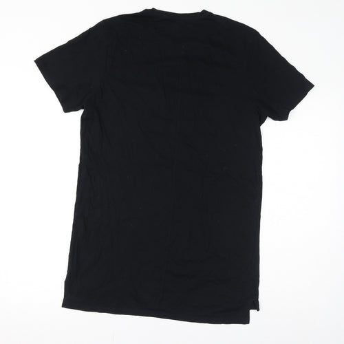 Topman Mens Black Cotton T-Shirt Size S Round Neck