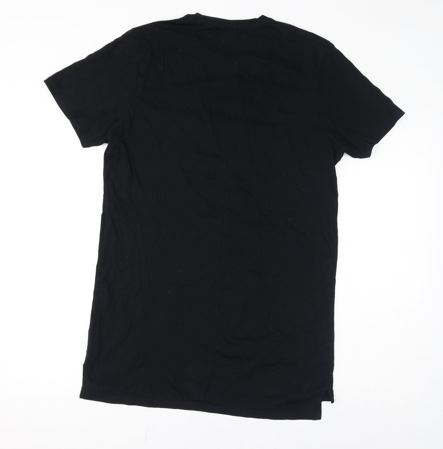 Topman Mens Black Cotton T-Shirt Size S Round Neck
