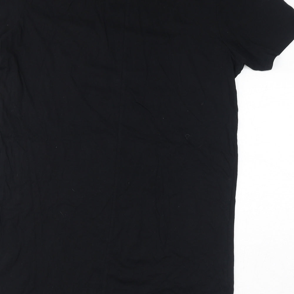 Topman Mens Black Cotton T-Shirt Size S Round Neck