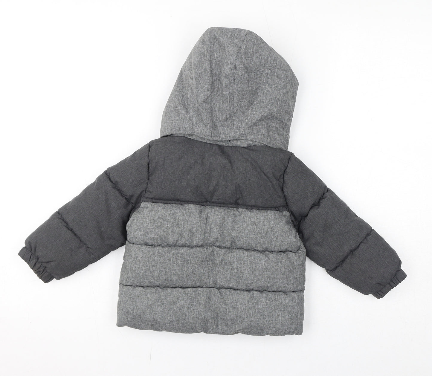 H&M Baby Grey Puffer Jacket Coat Size 12-18 Months Zip - Fleece Lined