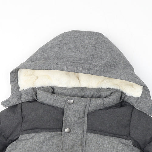 H&M Baby Grey Puffer Jacket Coat Size 12-18 Months Zip - Fleece Lined