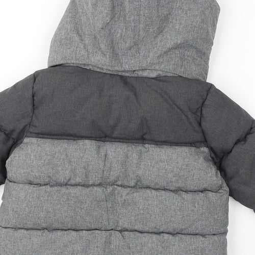 H&M Baby Grey Puffer Jacket Coat Size 12-18 Months Zip - Fleece Lined