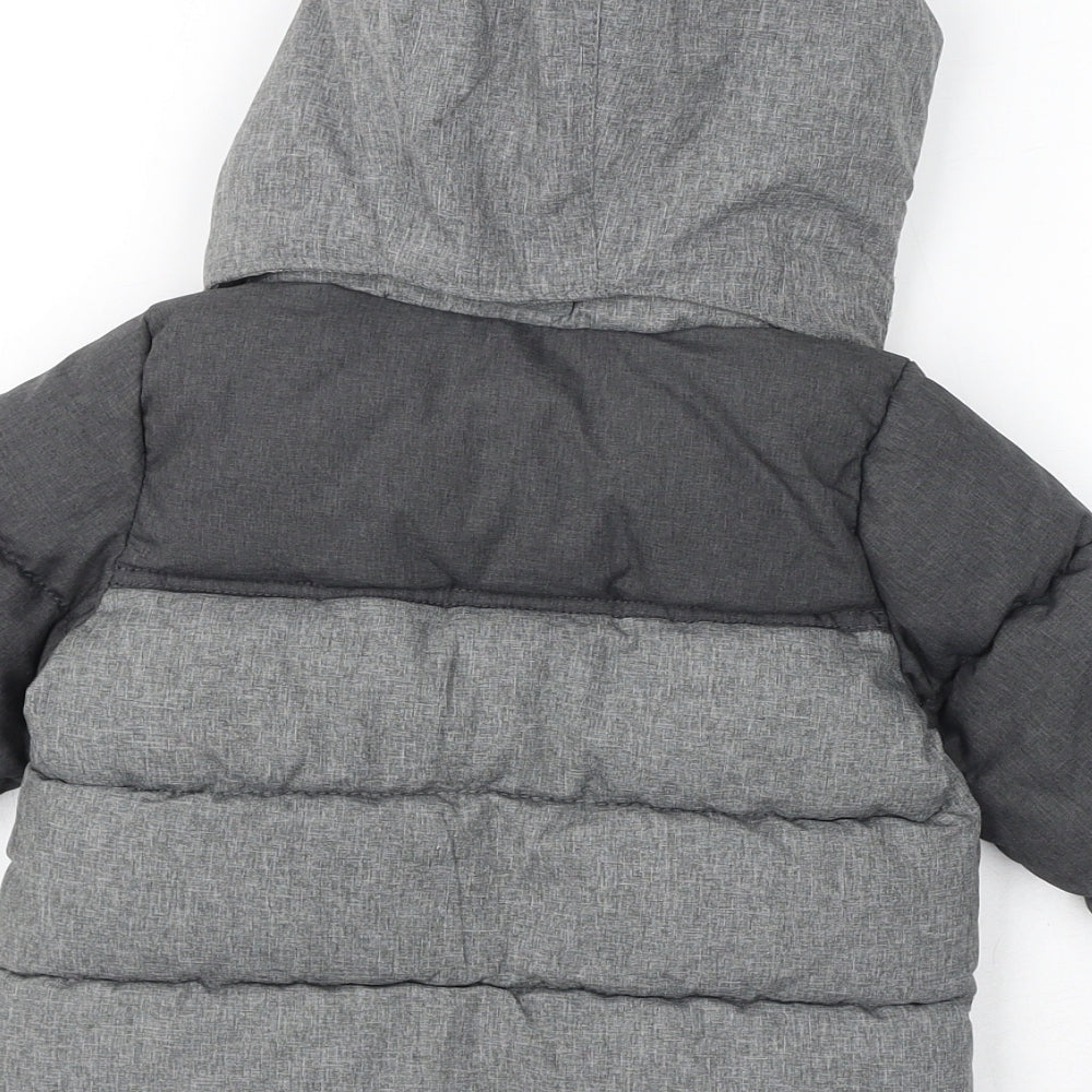 H&M Baby Grey Puffer Jacket Coat Size 12-18 Months Zip - Fleece Lined
