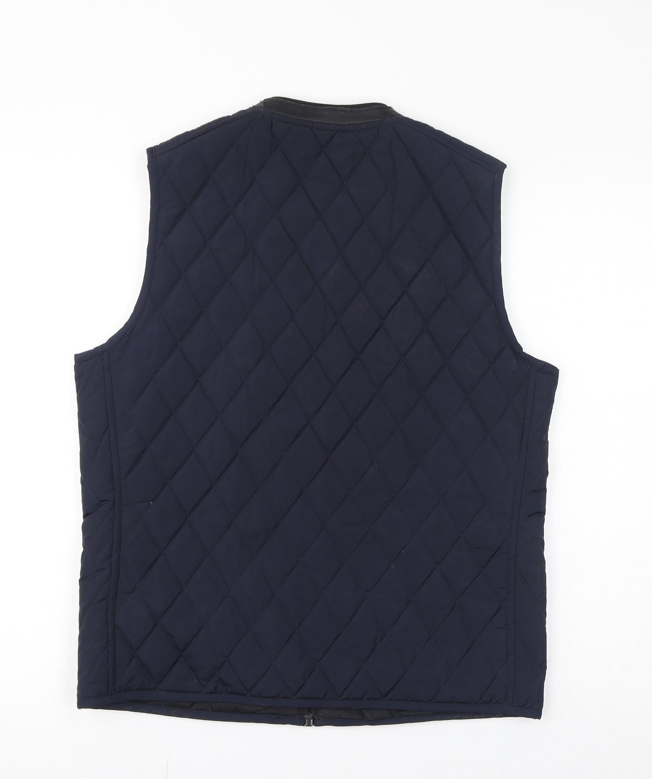 Zara Mens Blue Gilet Coat Size M Zip - Quilted
