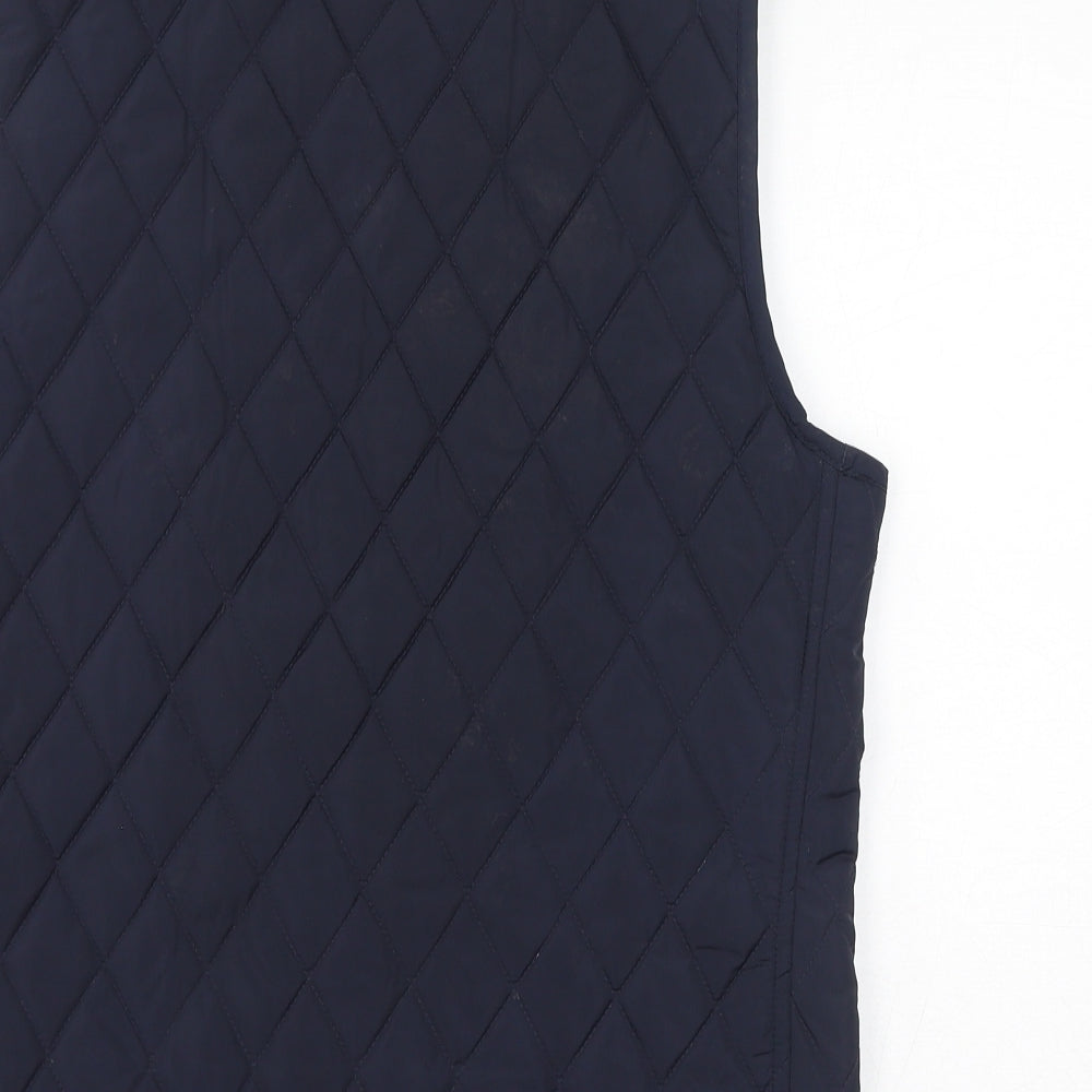 Zara Mens Blue Gilet Coat Size M Zip - Quilted