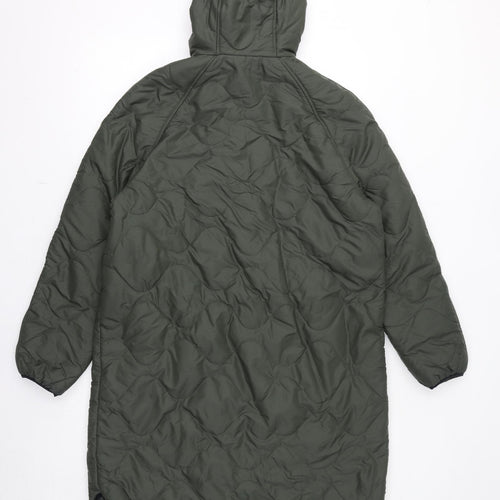 Marks and Spencer Womens Green Quilted Coat Size 12 Zip - Fleece Lined