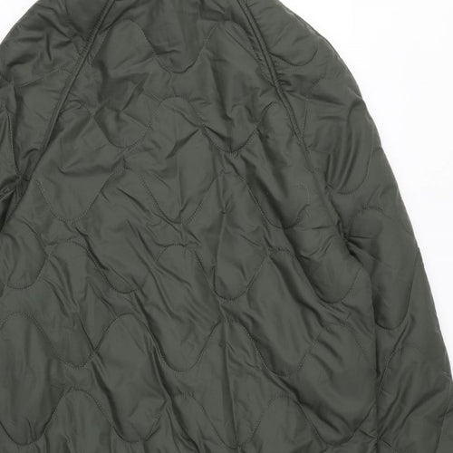 Marks and Spencer Womens Green Quilted Coat Size 12 Zip - Fleece Lined