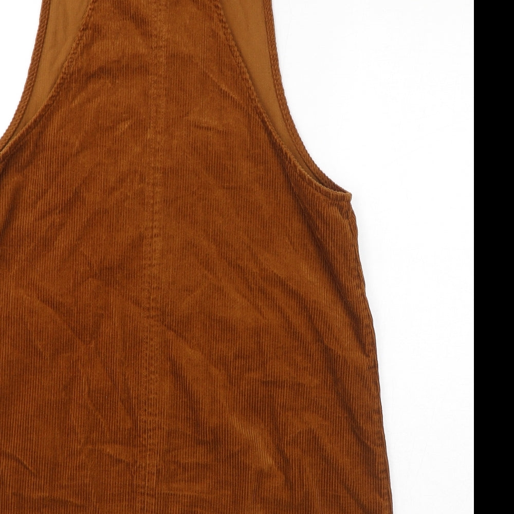 New Look Womens Brown Cotton A-Line Size 16 Square Neck Pullover - Pinafore
