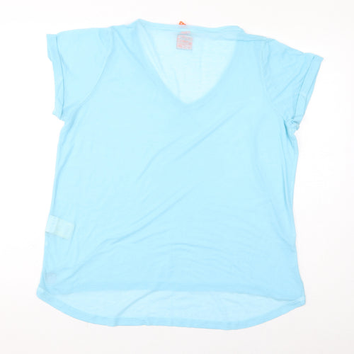 Superdry Womens Blue Polyester Basic T-Shirt Size M V-Neck - Sheer