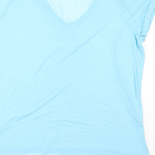 Superdry Womens Blue Polyester Basic T-Shirt Size M V-Neck - Sheer
