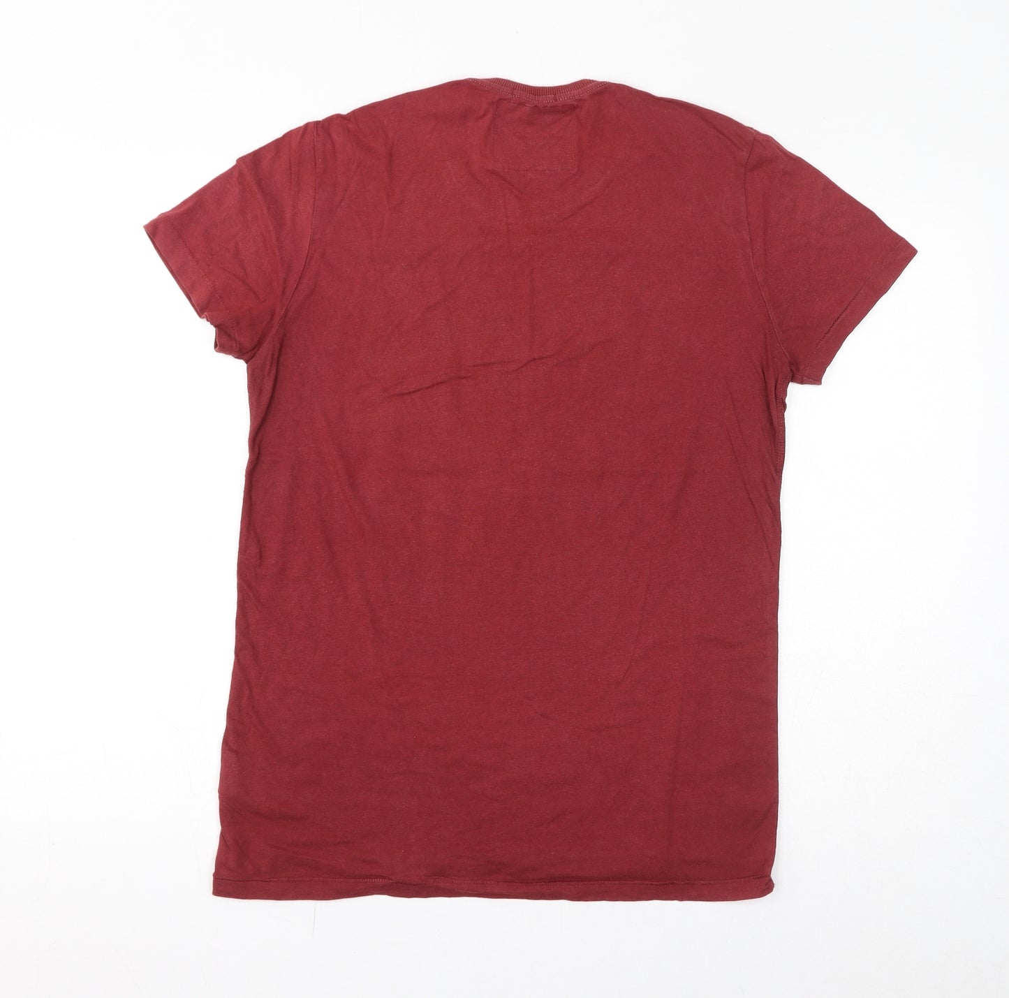 Superdry Mens Red Cotton T-Shirt Size M Crew Neck - Eagles