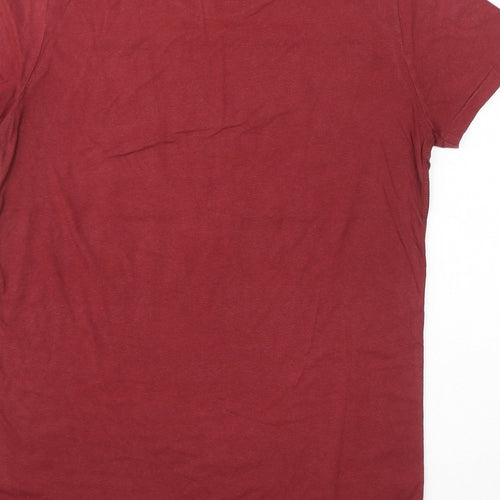 Superdry Mens Red Cotton T-Shirt Size M Crew Neck - Eagles