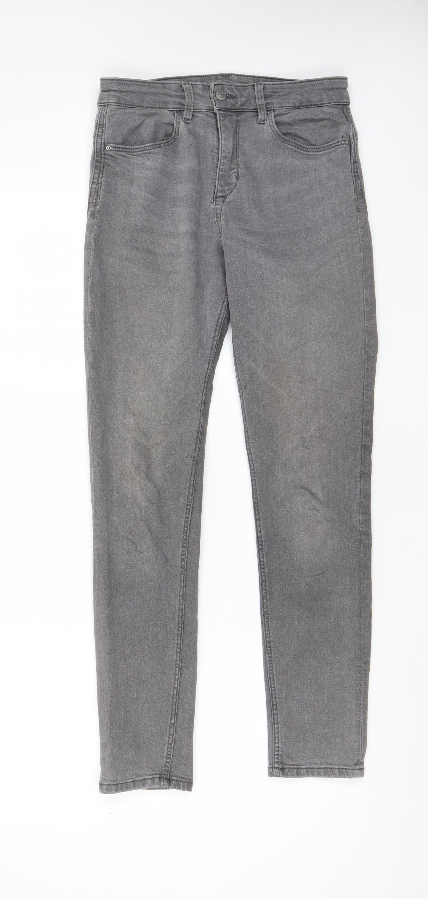 Divided by H&M Womens Grey Cotton Skinny Jeans Size 10 L28 in Regular Zip - Pockets