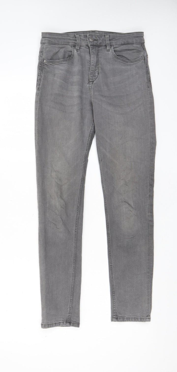 Divided by H&M Womens Grey Cotton Skinny Jeans Size 10 L28 in Regular Zip - Pockets