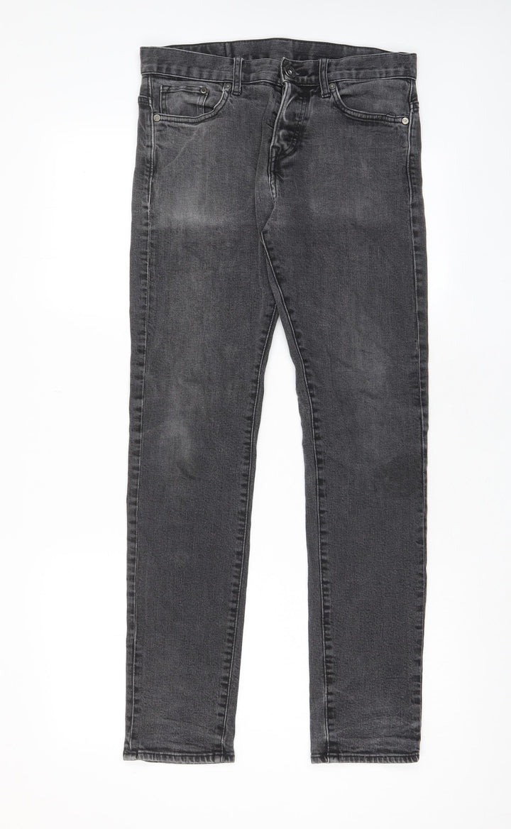 H&M Mens Grey Cotton Skinny Jeans Size 30 in L32 in Regular Zip - Pockets