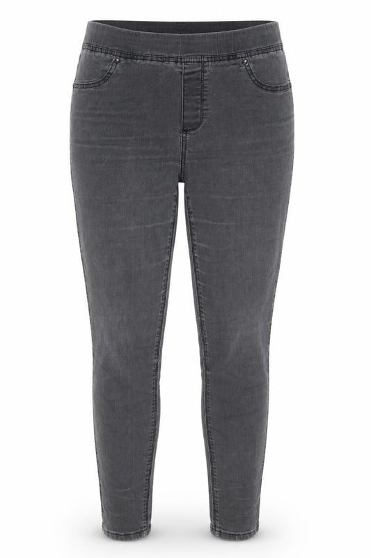 Front view of Warehouse women’s grey cotton jegging jeans, size UK 12, 28-inch leg regular