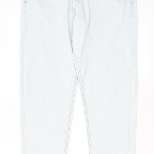 RESERVED Mens Blue Cotton Straight Jeans Size 32 in L28 in Regular Zip - Pockets