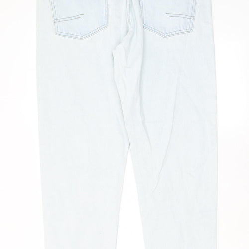 RESERVED Mens Blue Cotton Straight Jeans Size 32 in L28 in Regular Zip - Pockets
