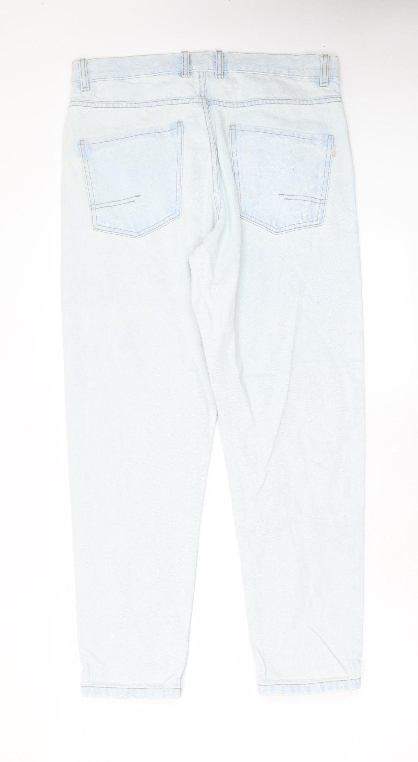 RESERVED Mens Blue Cotton Straight Jeans Size 32 in L28 in Regular Zip - Pockets