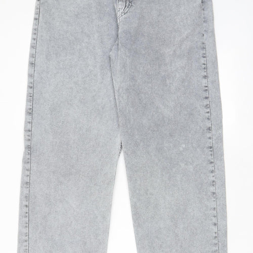 Weekday Womens Grey Cotton Straight Jeans Size 32 in L30 in Regular Zip - Pockets