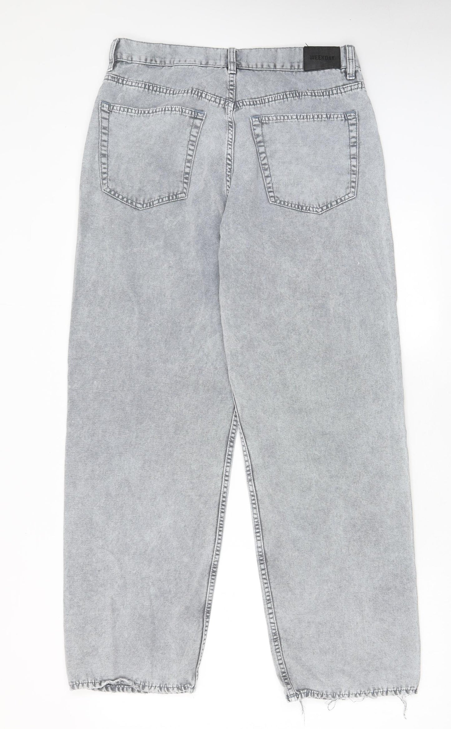 Weekday Womens Grey Cotton Straight Jeans Size 32 in L30 in Regular Zip - Pockets