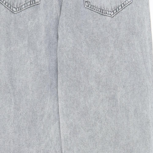 Weekday Womens Grey Cotton Straight Jeans Size 32 in L30 in Regular Zip - Pockets