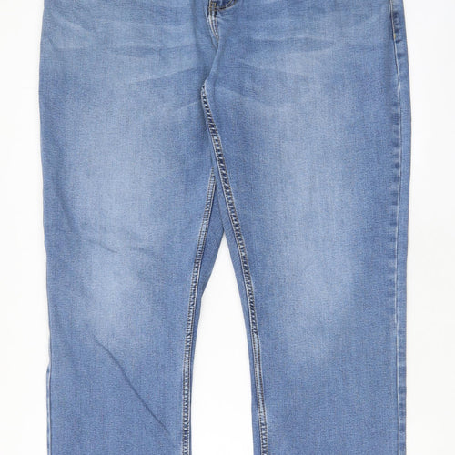 Jacamo Mens Blue Cotton Straight Jeans Size 42 in L29 in Regular Zip - Pockets