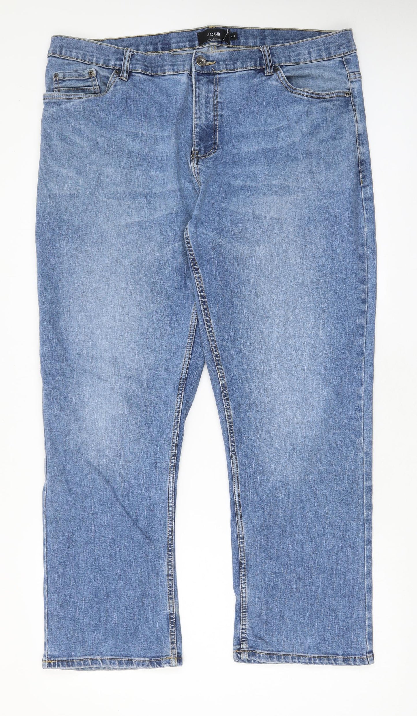 Jacamo Mens Blue Cotton Straight Jeans Size 42 in L29 in Regular Zip - Pockets