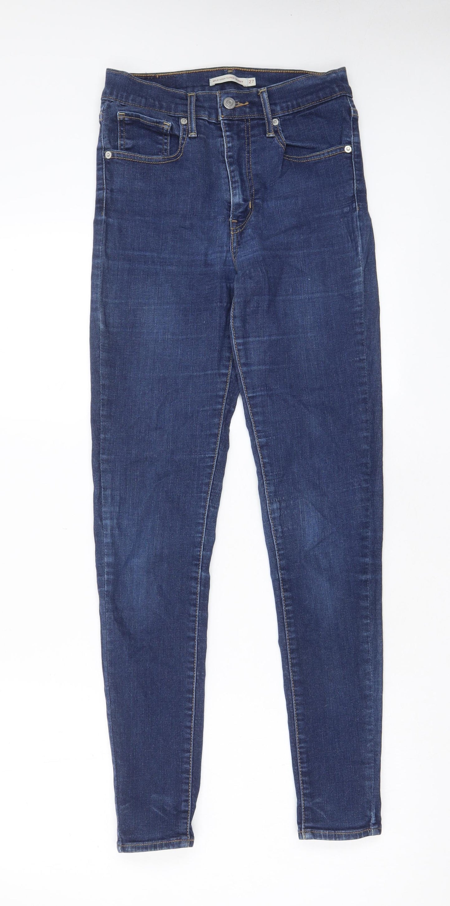 Levi's Womens Blue Cotton Skinny Jeans Size 27 in L29 in Regular Zip - Pockets, Belt Loops, Logo