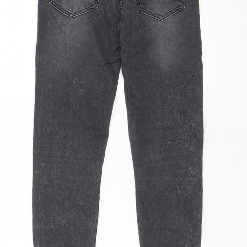 Pull&Bear Womens Grey Cotton Skinny Jeans Size 6 L26 in Regular Zip - Pockets, Belt Loops