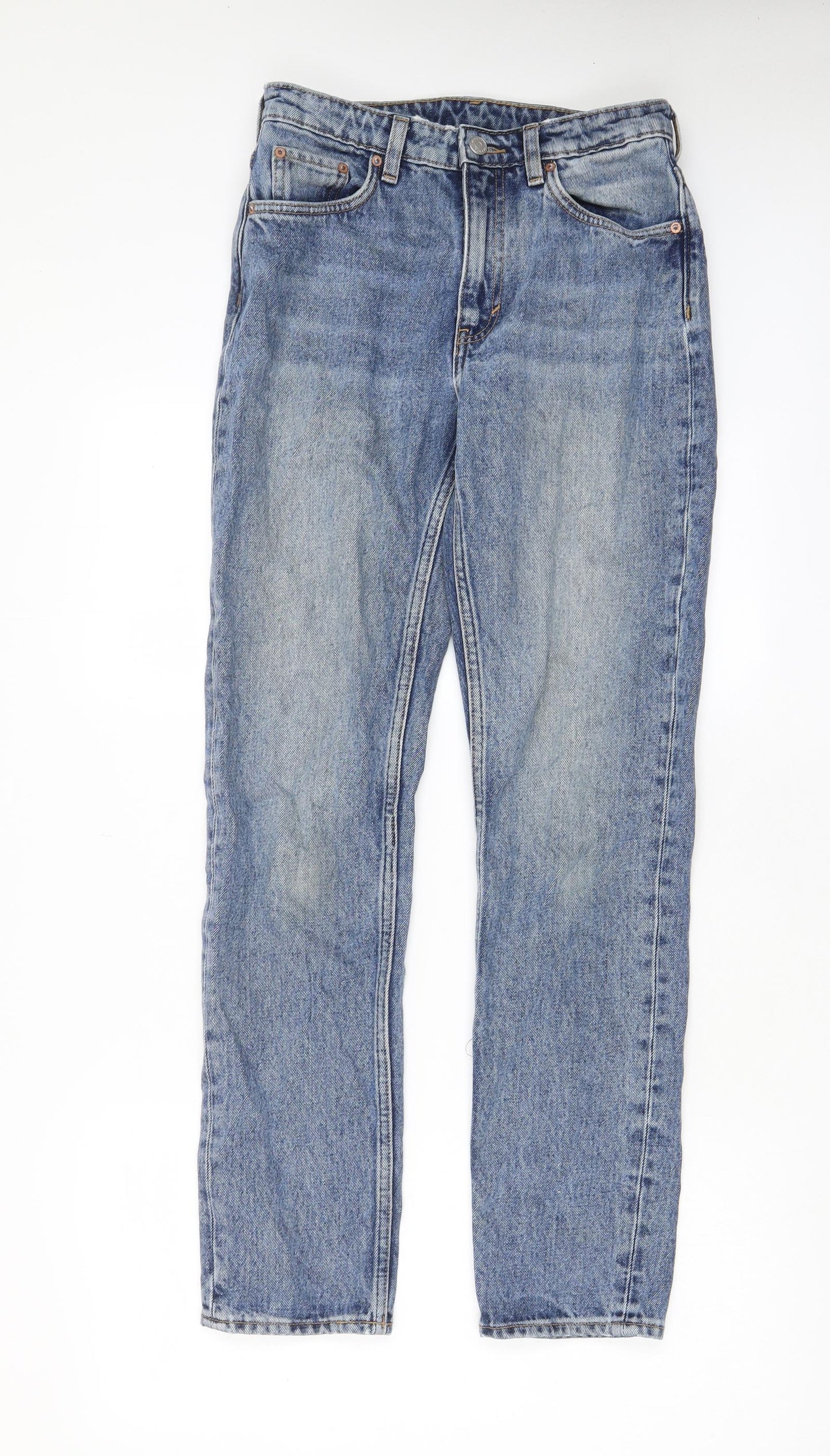 Weekday Womens Blue Cotton Straight Jeans Size 26 in L30 in Regular Zip - Pockets, Belt Loops