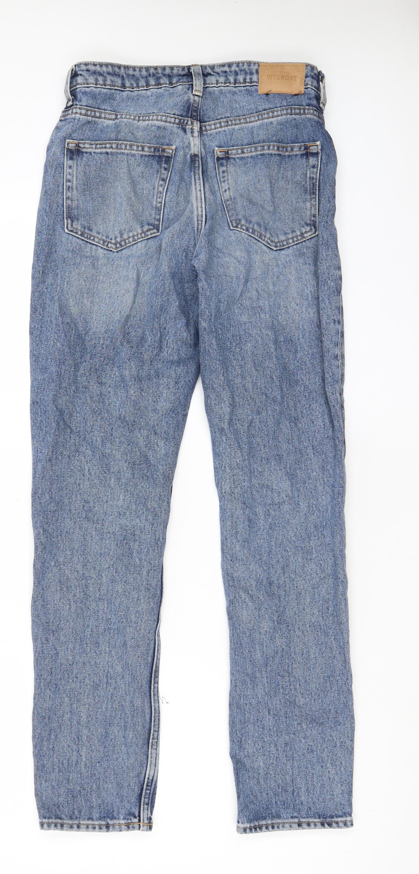 Weekday Womens Blue Cotton Straight Jeans Size 26 in L30 in Regular Zip - Pockets, Belt Loops