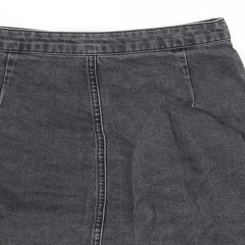 Topshop Womens Grey Cotton A-Line Skirt Size 28 in Button - Pockets
