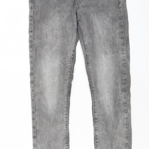 Denim & Co. Womens Grey Cotton Skinny Jeans Size 10 L27 in Regular Zip - Pockets, Belt Loops