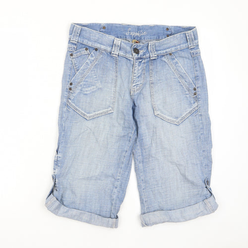 ASOS Womens Blue Cotton Bermuda Shorts Size 10 L15 in Regular Zip - Pockets, Belt Loops