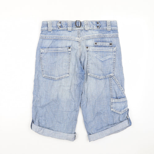 ASOS Womens Blue Cotton Bermuda Shorts Size 10 L15 in Regular Zip - Pockets, Belt Loops