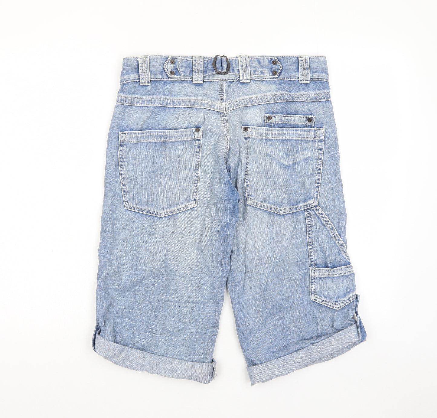 ASOS Womens Blue Cotton Bermuda Shorts Size 10 L15 in Regular Zip - Pockets, Belt Loops