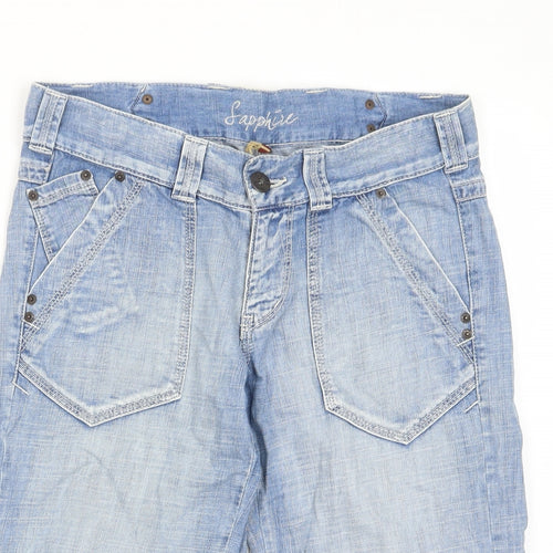 ASOS Womens Blue Cotton Bermuda Shorts Size 10 L15 in Regular Zip - Pockets, Belt Loops