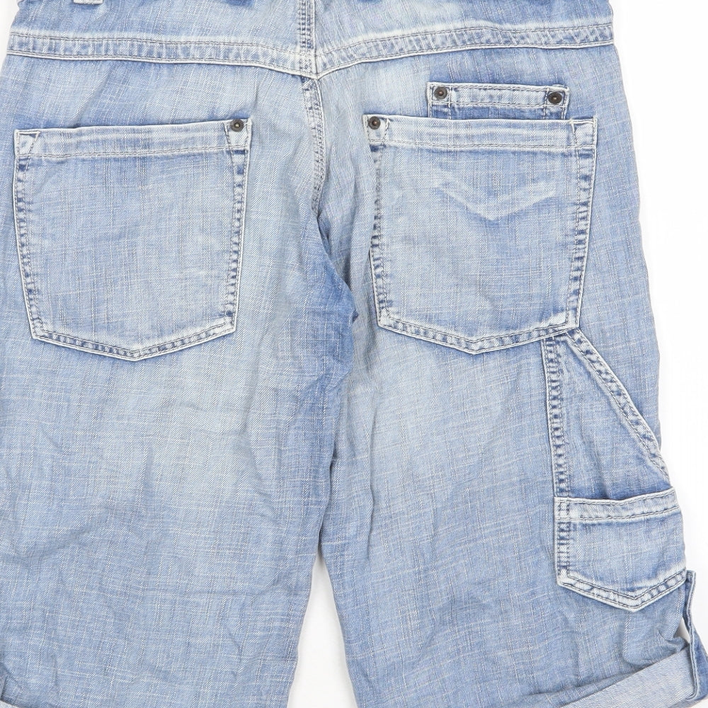 ASOS Womens Blue Cotton Bermuda Shorts Size 10 L15 in Regular Zip - Pockets, Belt Loops