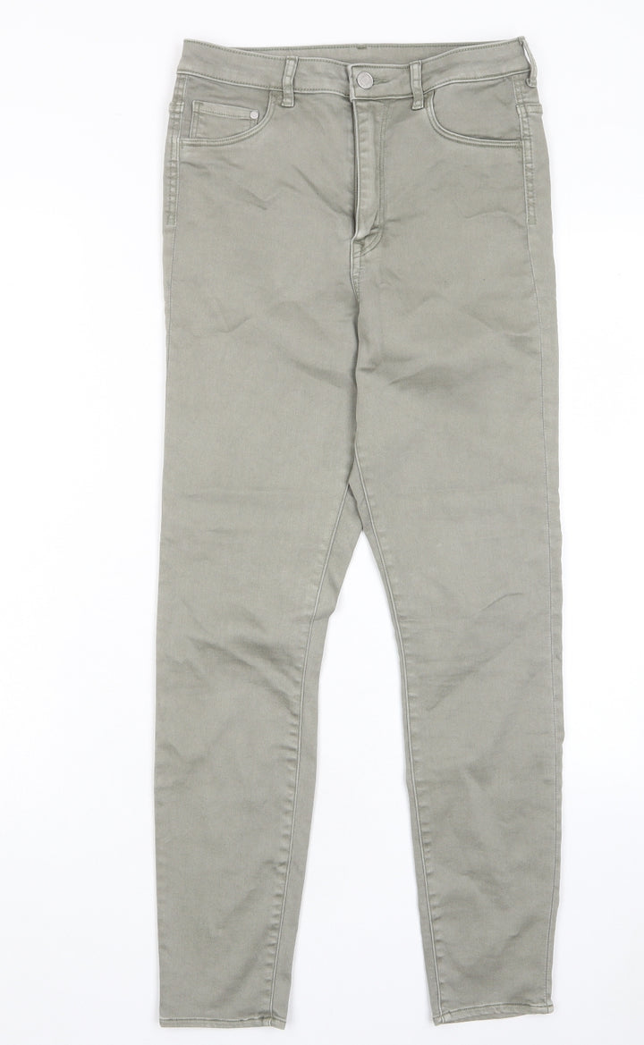 H&M Womens Green Cotton Skinny Jeans Size 27 in L30 in Regular Zip - Pockets, Belt Loops