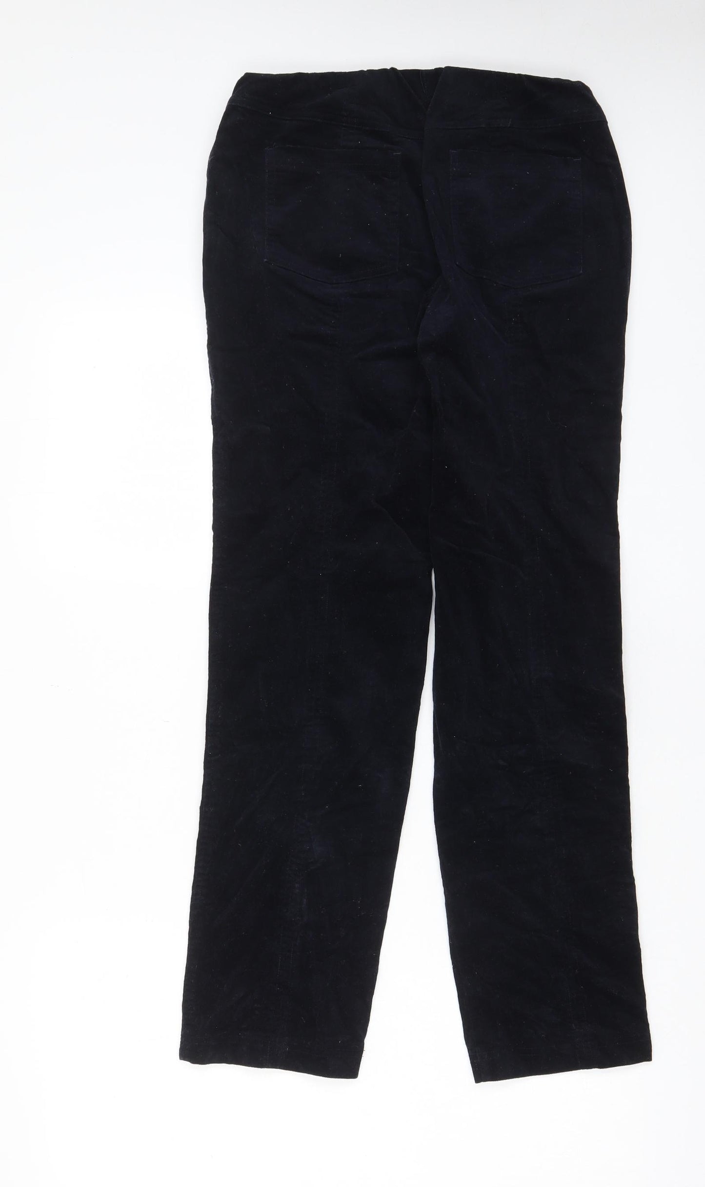 House of Bruar Womens Black Cotton Trousers Size 10 L29 in Regular - Elasticated Waist